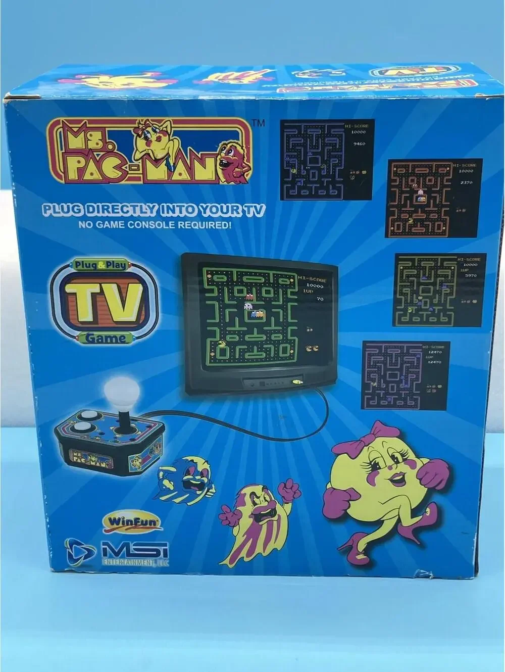 MSI Entertainment Ms. Pac-Man Plug & Play TV Microconsole Blue 2017 Joystick